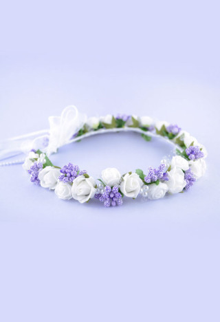 wianek komunijny biało-fioletowy