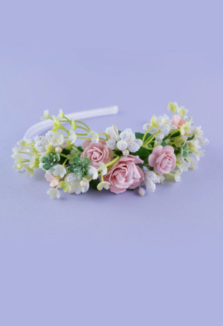 opaska komunijna w pastelowych kolorach