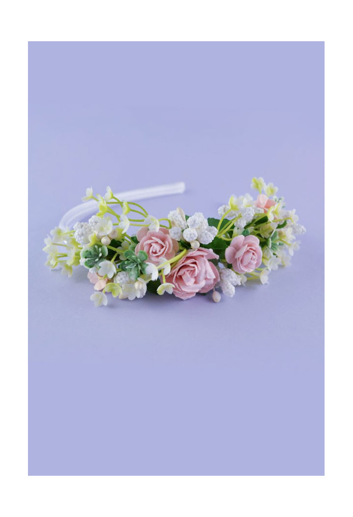 opaska komunijna w pastelowych kolorach