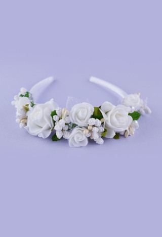 Kommunionband weiße Blumen