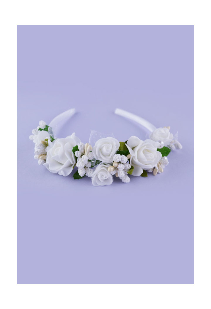 Kommunionband weiße Blumen