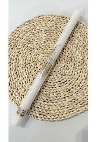 Świeca komunijna z aplikacją w kolorze złotym – kielich, opłatek, winogrona | Pamiątka Pierwszej Komunii Świętej