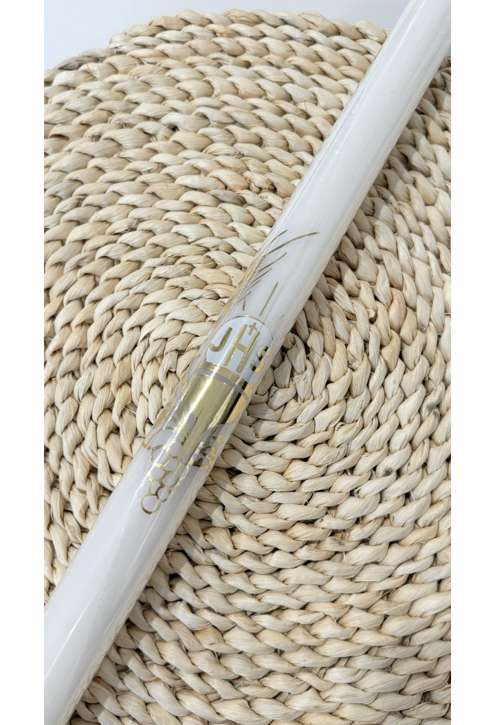 Świeca komunijna z aplikacją w kolorze złotym – kielich, opłatek, winogrona | Pamiątka Pierwszej Komunii Świętej