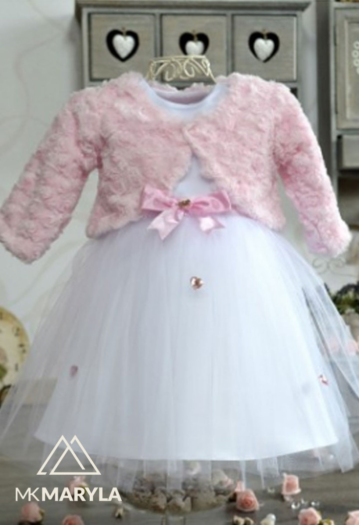 Pink roses christening bolero - Manufacturer MKMaryla