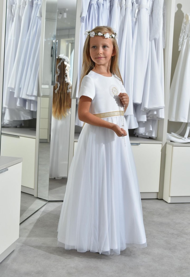 Kommunionskleid mit leichtem Chiffon - Tosia 025 MKMaryla