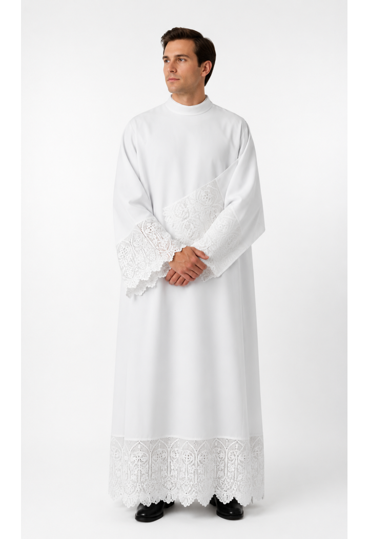 Biela liturgická alba s čipkou | Elegantná alba na liturgiu