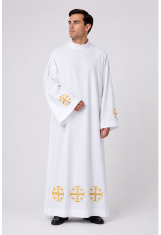 Liturgická alba s výšivkou Jeruzalémského kríža | Elegantná liturgická alba