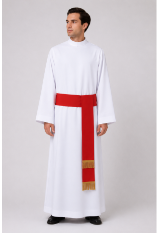Liturgische alba met borduursel van het Kruis van Jeruzalem | Elegante liturgische alba