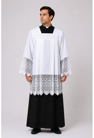 Komża liturgiczna biała z koronką