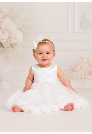 Robe de baptême pour petite fille | En tulle blanc