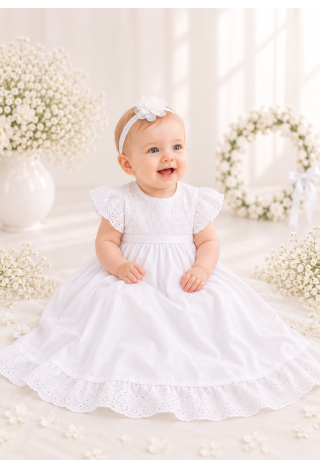 Long Christening Dress with English Embroidery | MkMaryla