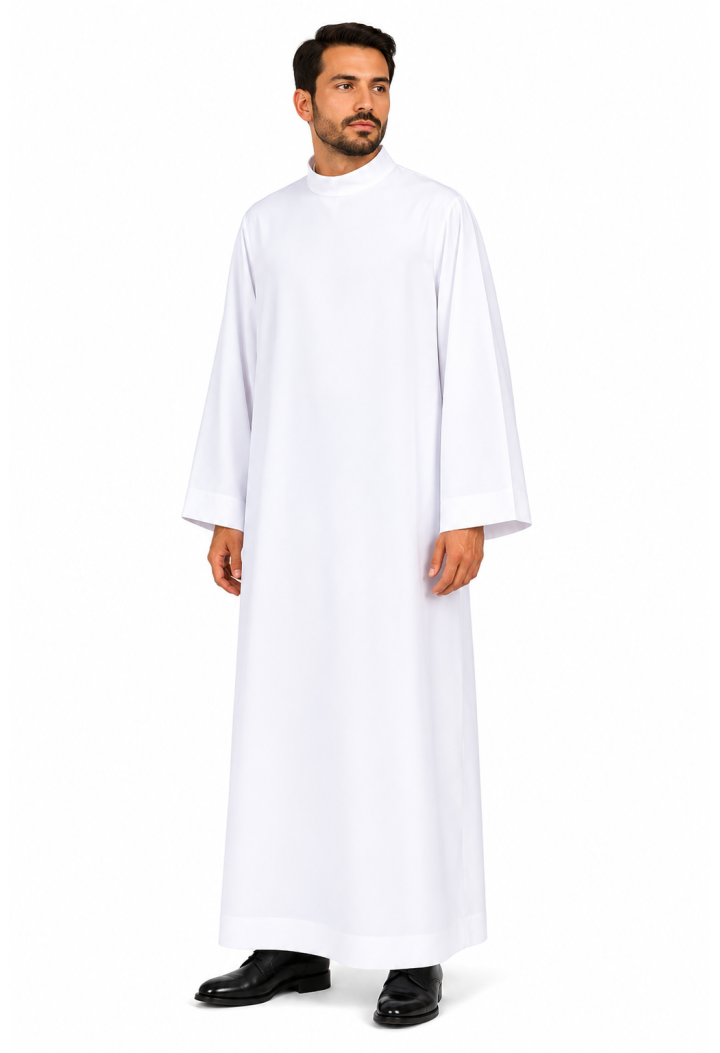 Alba sacerdotal blanca clásica | Vestimentas litúrgicas