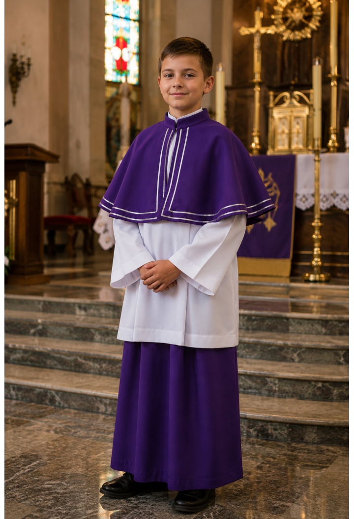 Purple altar server set with a cape | MkMaryla