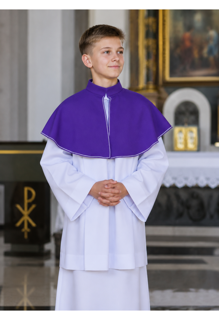 Kołnierz ministrancki w kolorze fioletowym ze srebrną lamówką