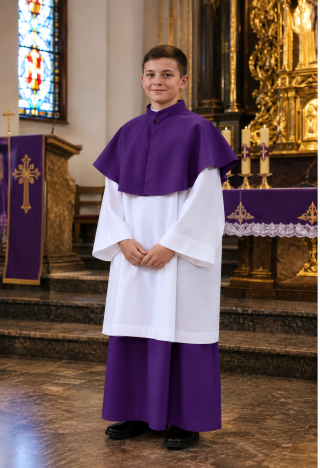 Short Purple Altar Server Cape | Liturgical Attire | Polish Manufacturer