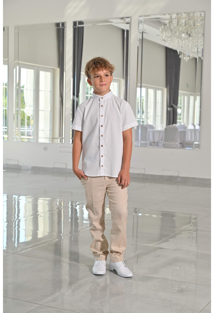 Beige Freizeit-Hose für Jungen mit verstellbarem Bund | MK Maryla