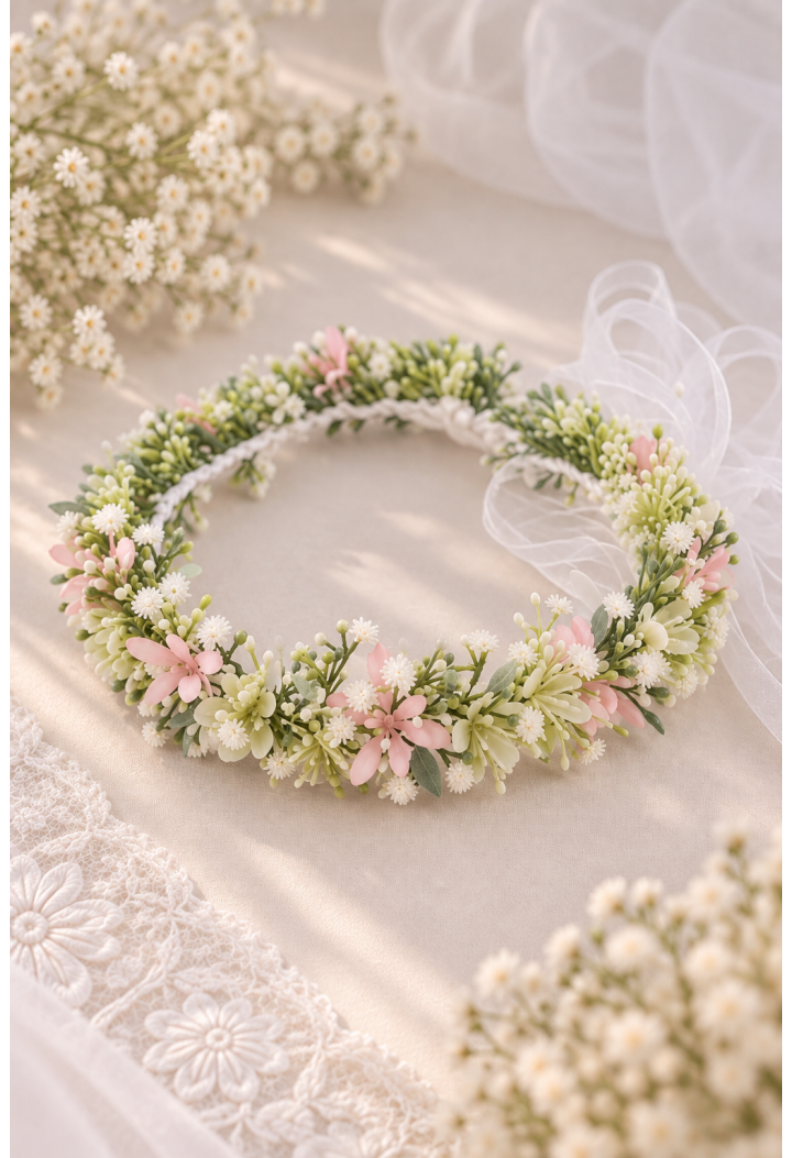 First Communion Wreath for a Girl – Pink, White, and Green | MK Maryla