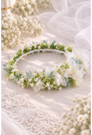 First Communion Wreath for a Girl – White and Light Blue | MK Maryla