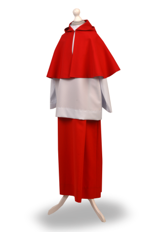 Altar server set - red - skirt, cape with hood