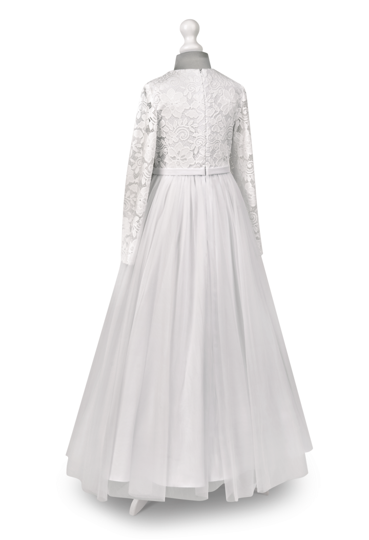 Delikatna sukienka tiulowa z koronkowym korpusem na komunię Laura 059 - MKMaryla